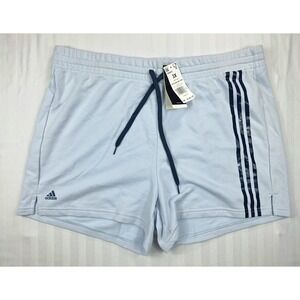 Adidas x Zoe Saldana Womens 3X Light Blue 3-Stripe Primegreen Shorts NEW